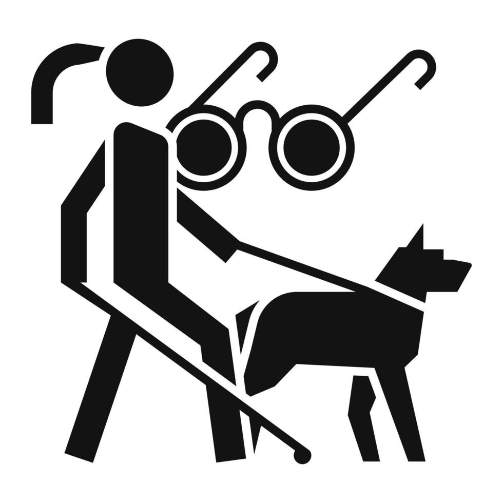 Woman blind dog guide icon, simple style vector