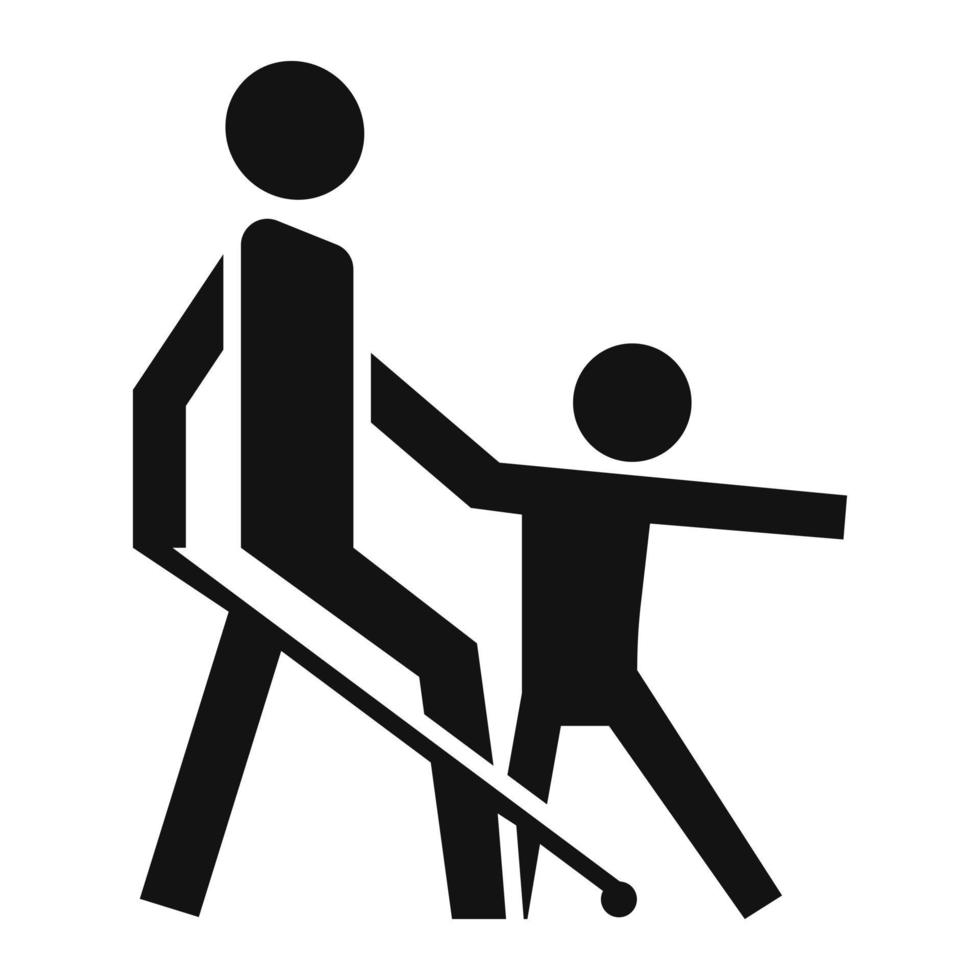 Kid guide blind man icon, simple style vector