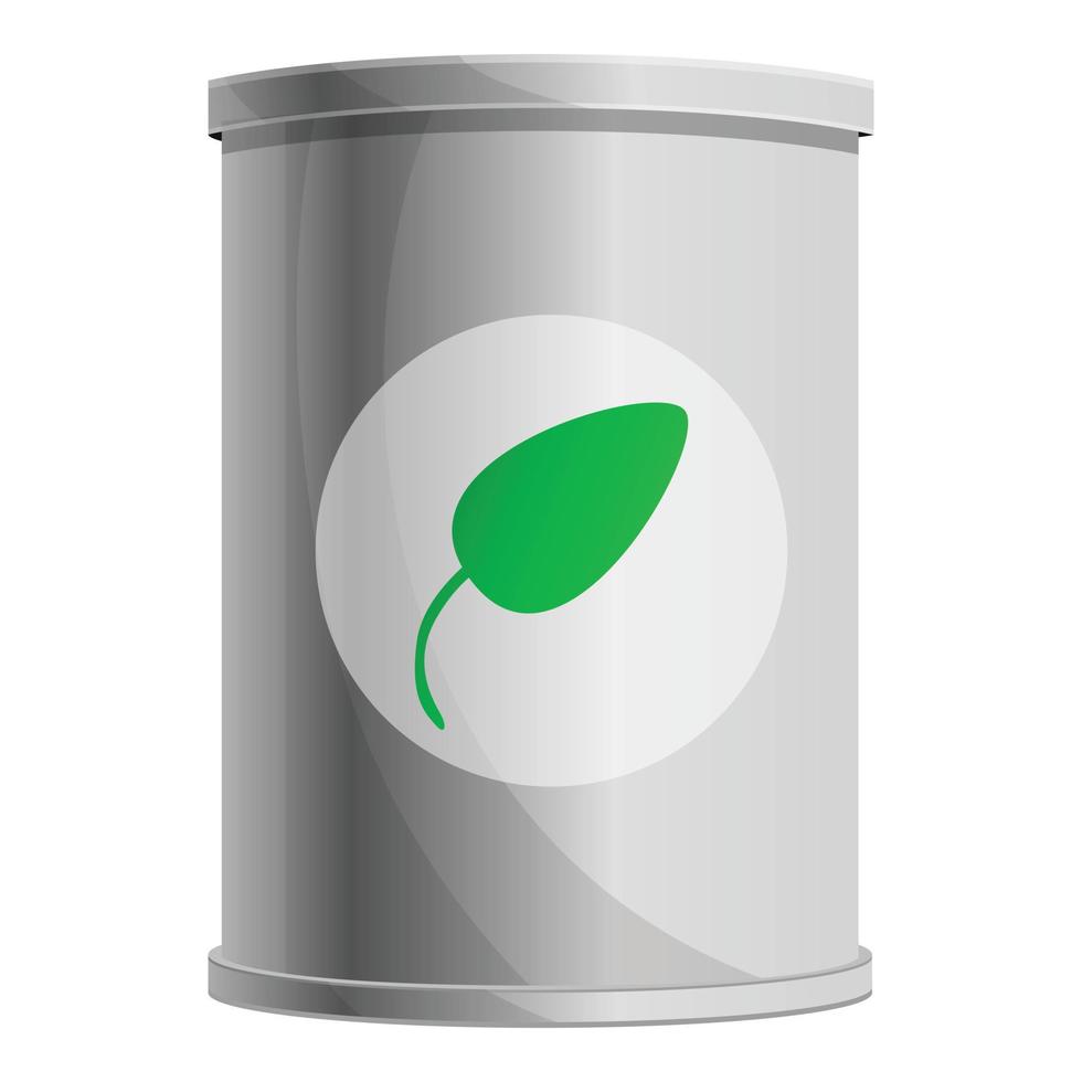 Spinach tin can icon, cartoon style vector