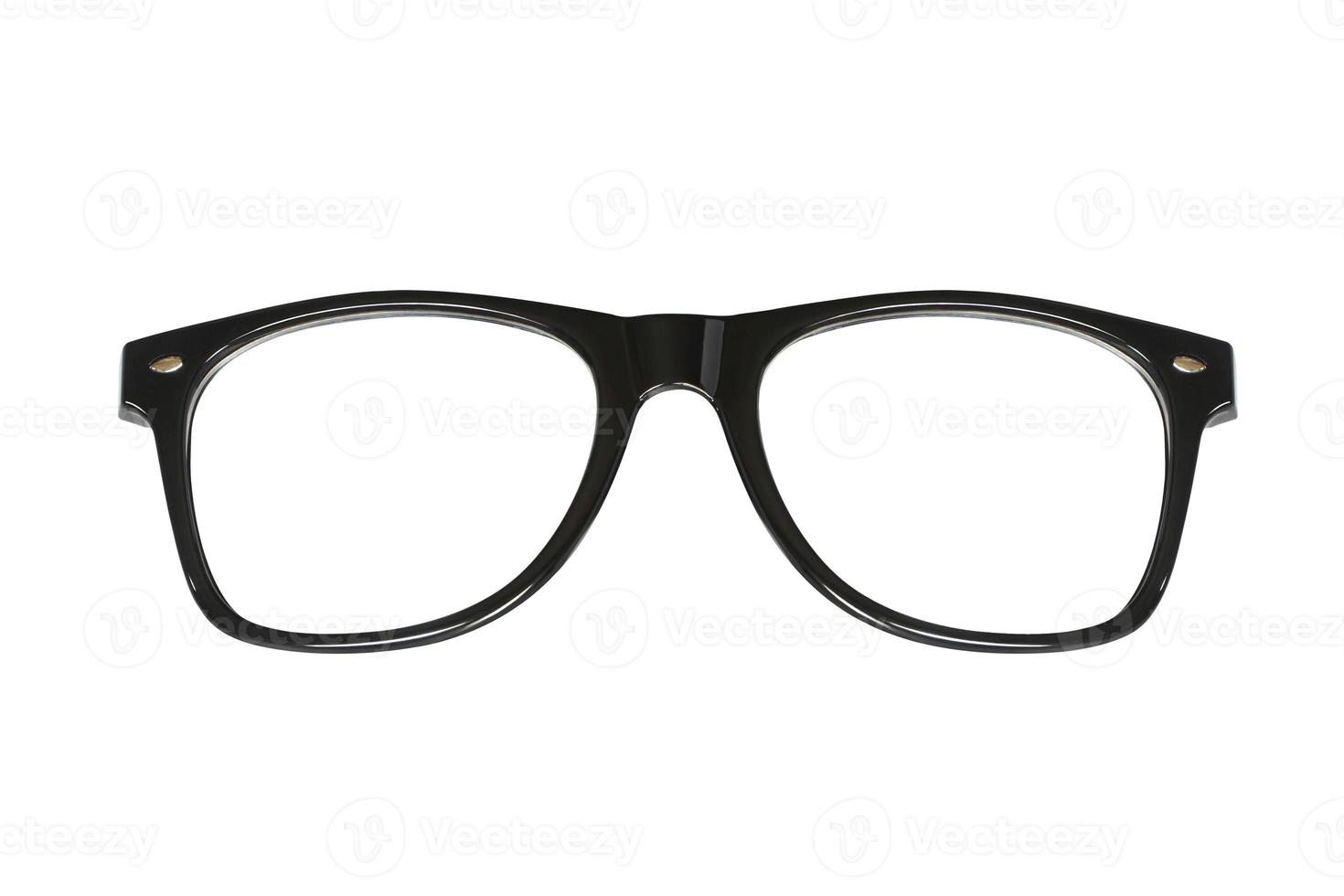 Black eye glasses isolated on white background with clipping path. photo