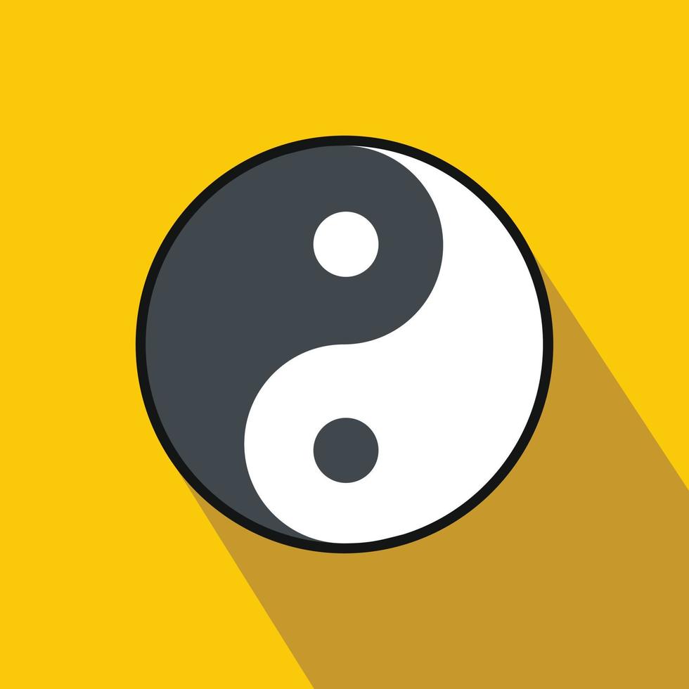 icono de ying yang, estilo plano vector