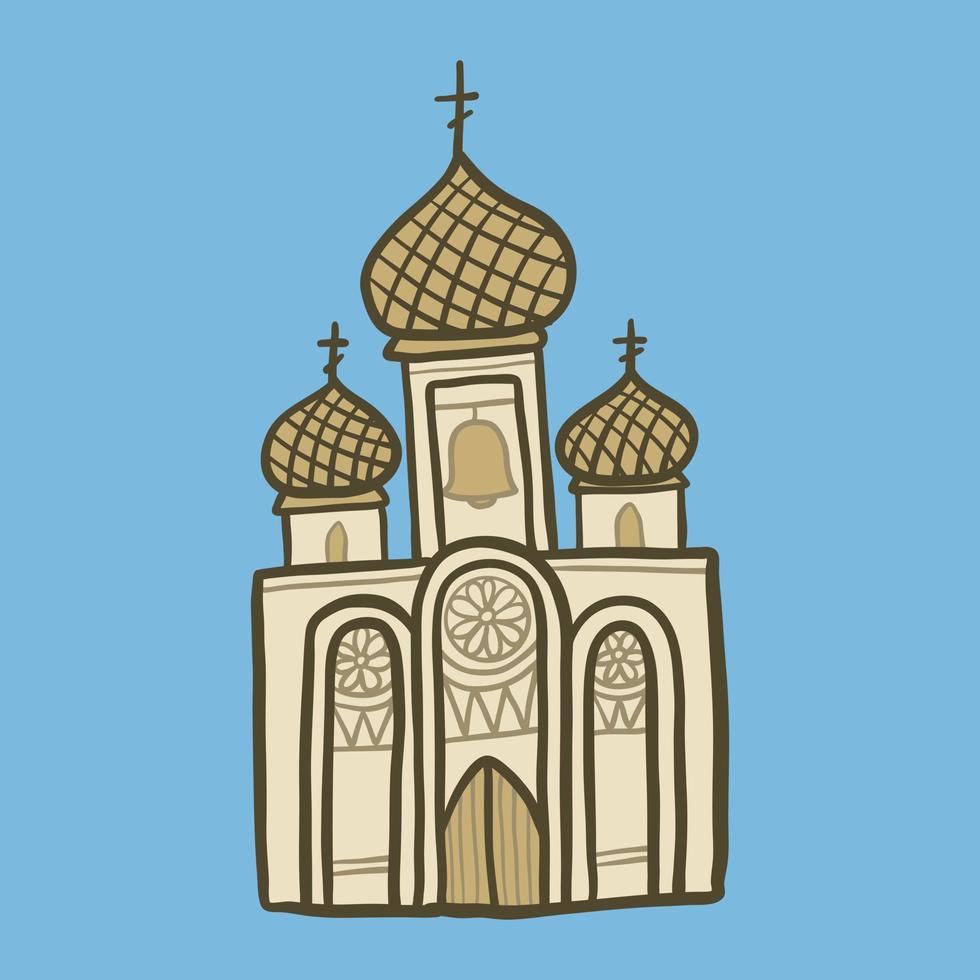 icono de la iglesia cristiana, estilo dibujado a mano vector