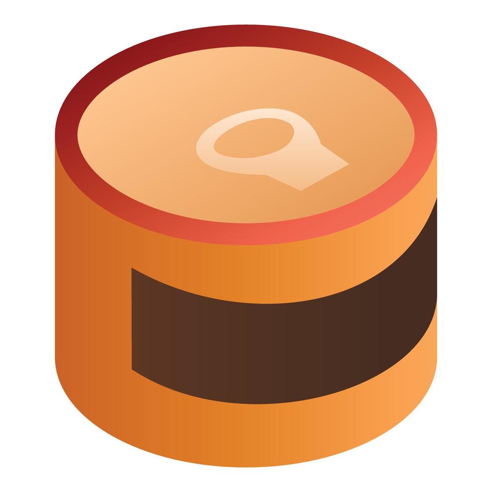 Brown tin can icon, isometric style vector