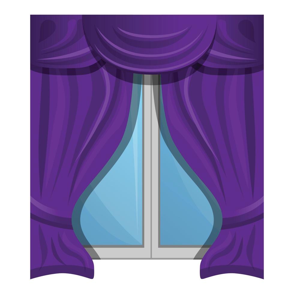 icono de persiana de sol púrpura, estilo de dibujos animados vector