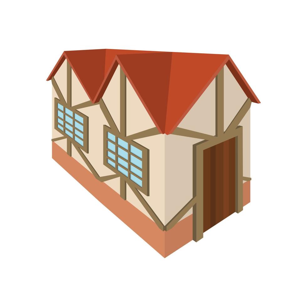 Casa con entramado de madera en el icono de Alemania, estilo de dibujos animados vector