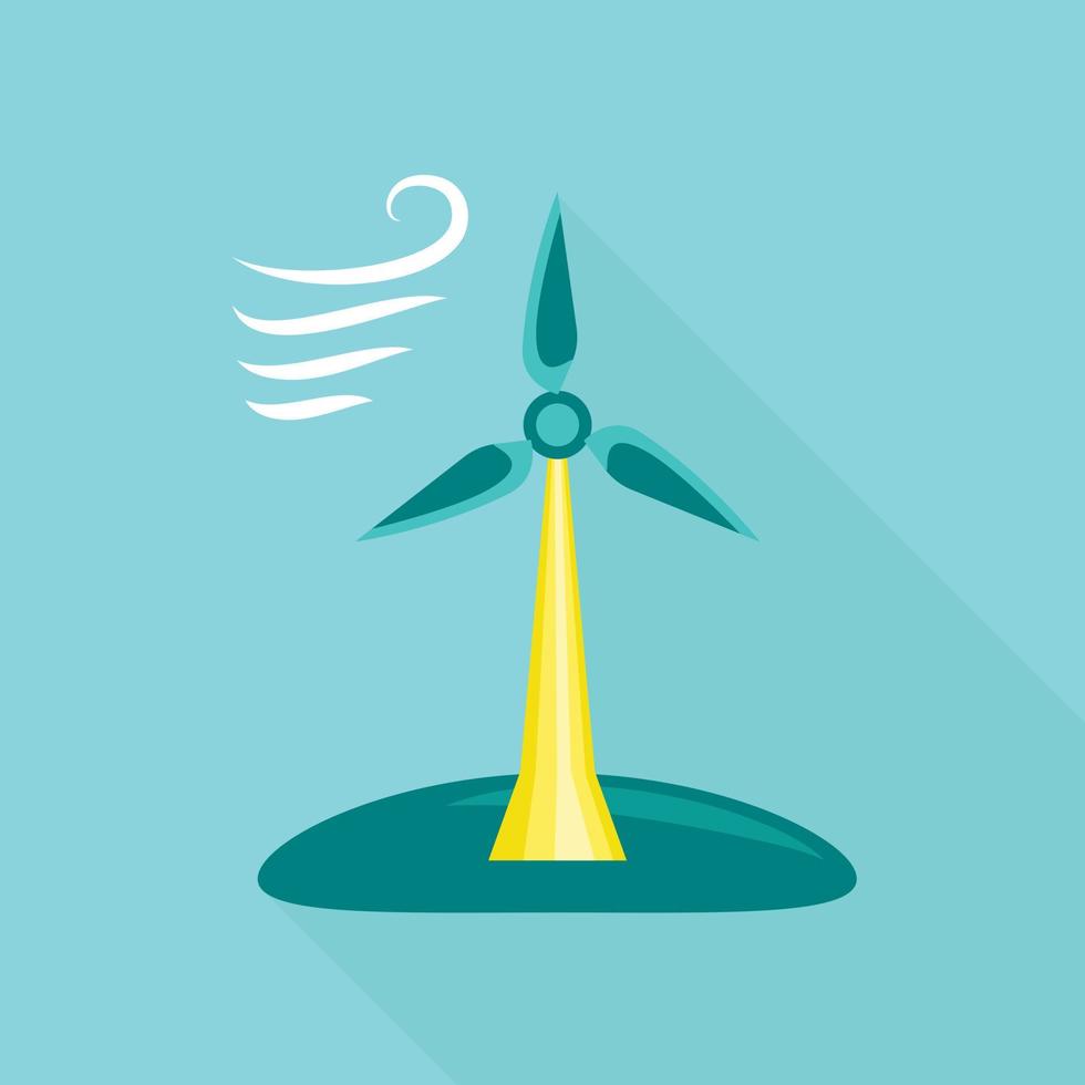 Wind turbine icon, flat style vector