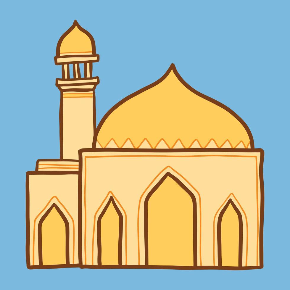 Arab mosque icon, hand drawn style vector