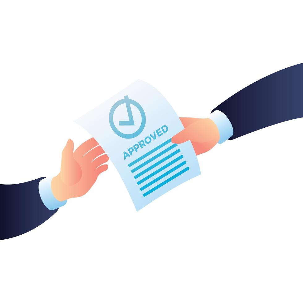 Two hand approved paper icon, isometric style vector