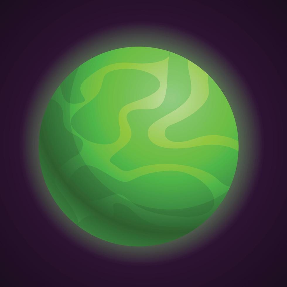 Abstract green planet icon, cartoon style vector