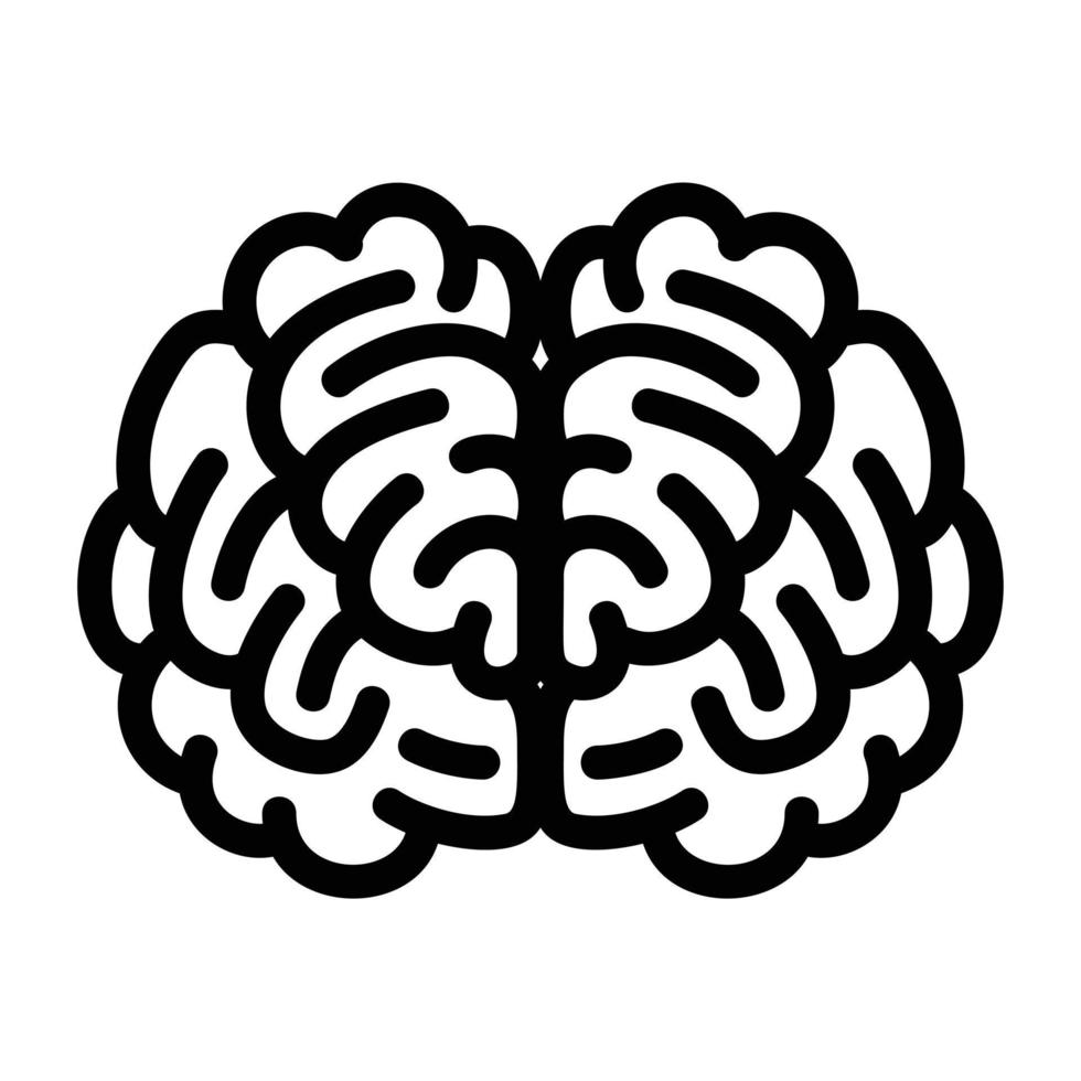 Front side brain icon, outline style vector