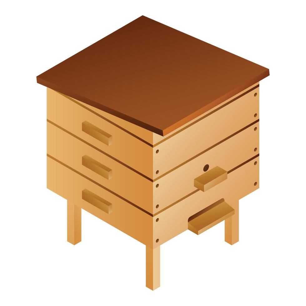 Wood bee hive icon, isometric style vector