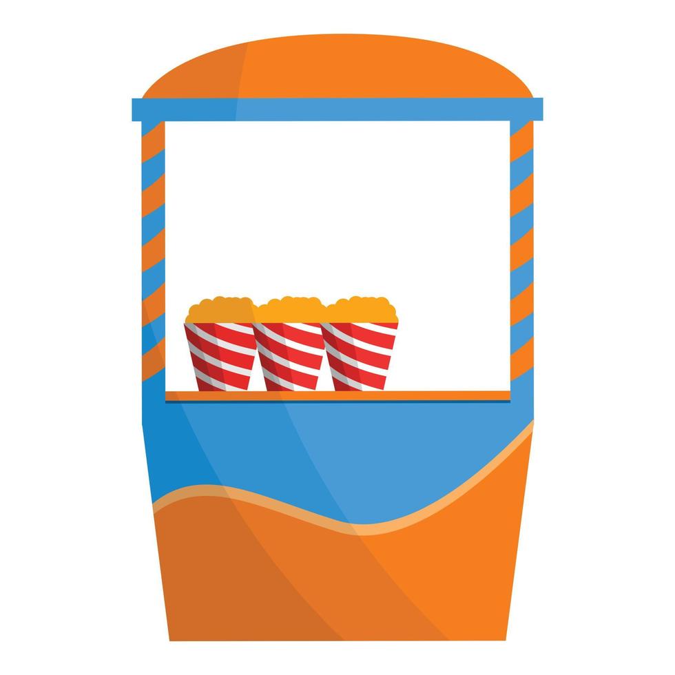 Pop corn kiosk icon, cartoon style vector