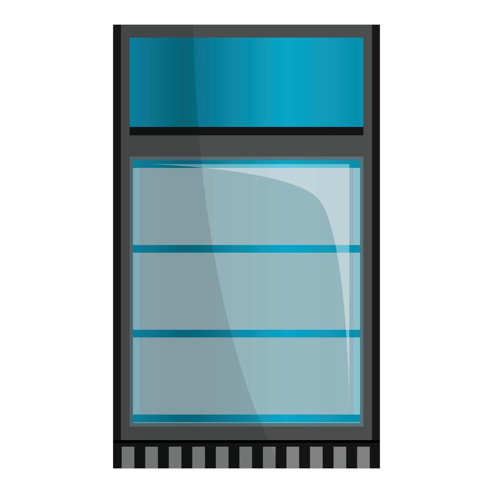 Supermarket fridge icon, cartoon style vector