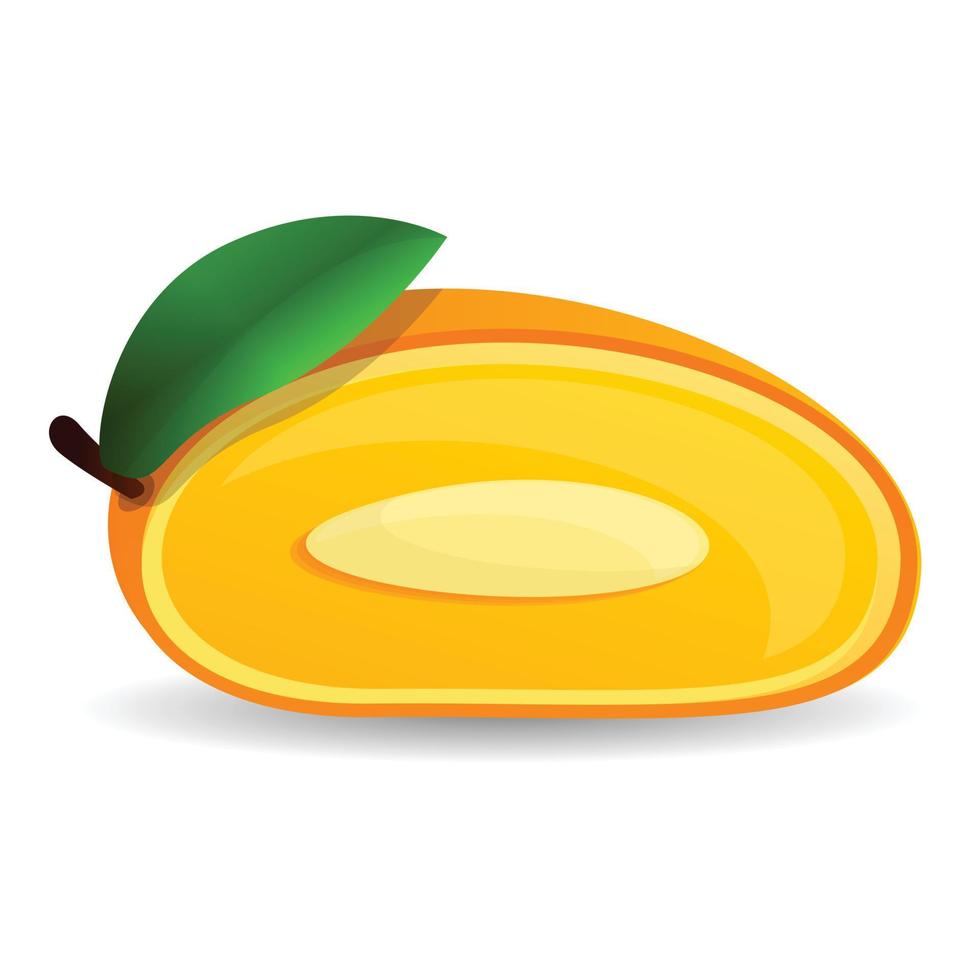 Cutted mango icon, cartoon style vector