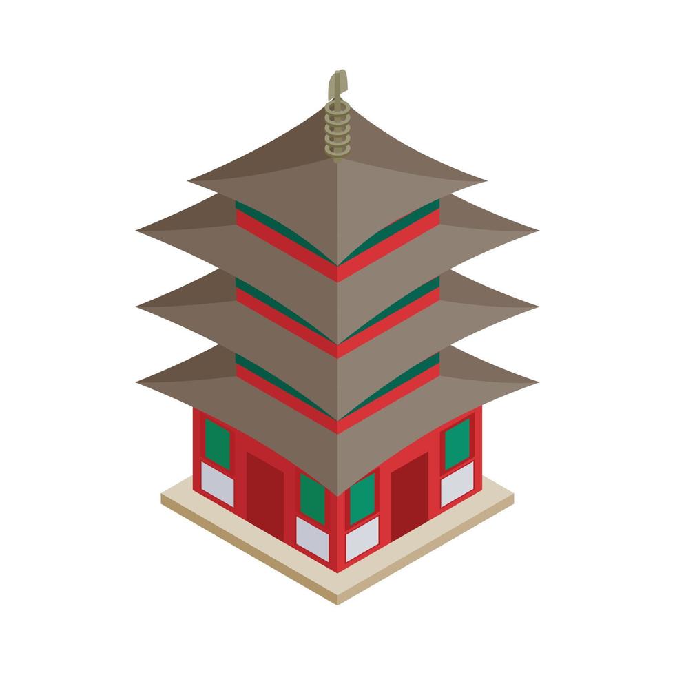 Pagoda icon, isometric 3d style vector