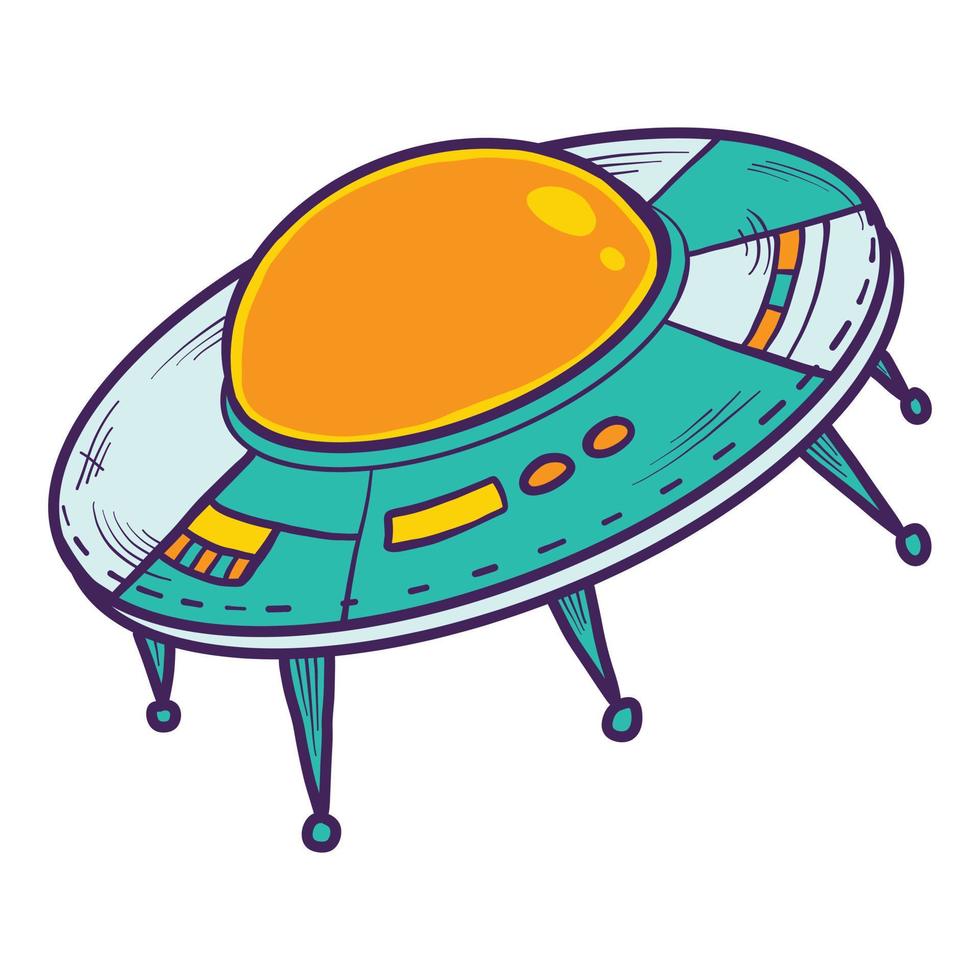 Ufo space ship icon, hand drawn style vector