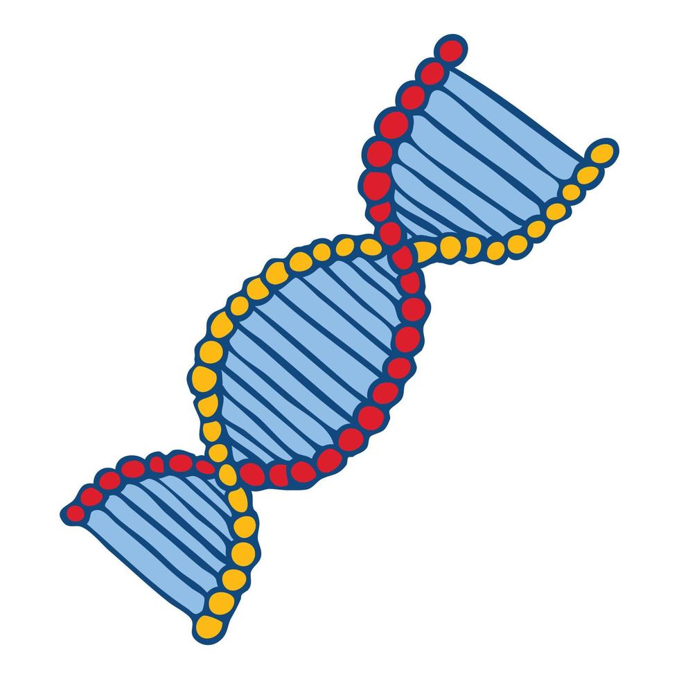 Dna structure icon, hand drawn style vector