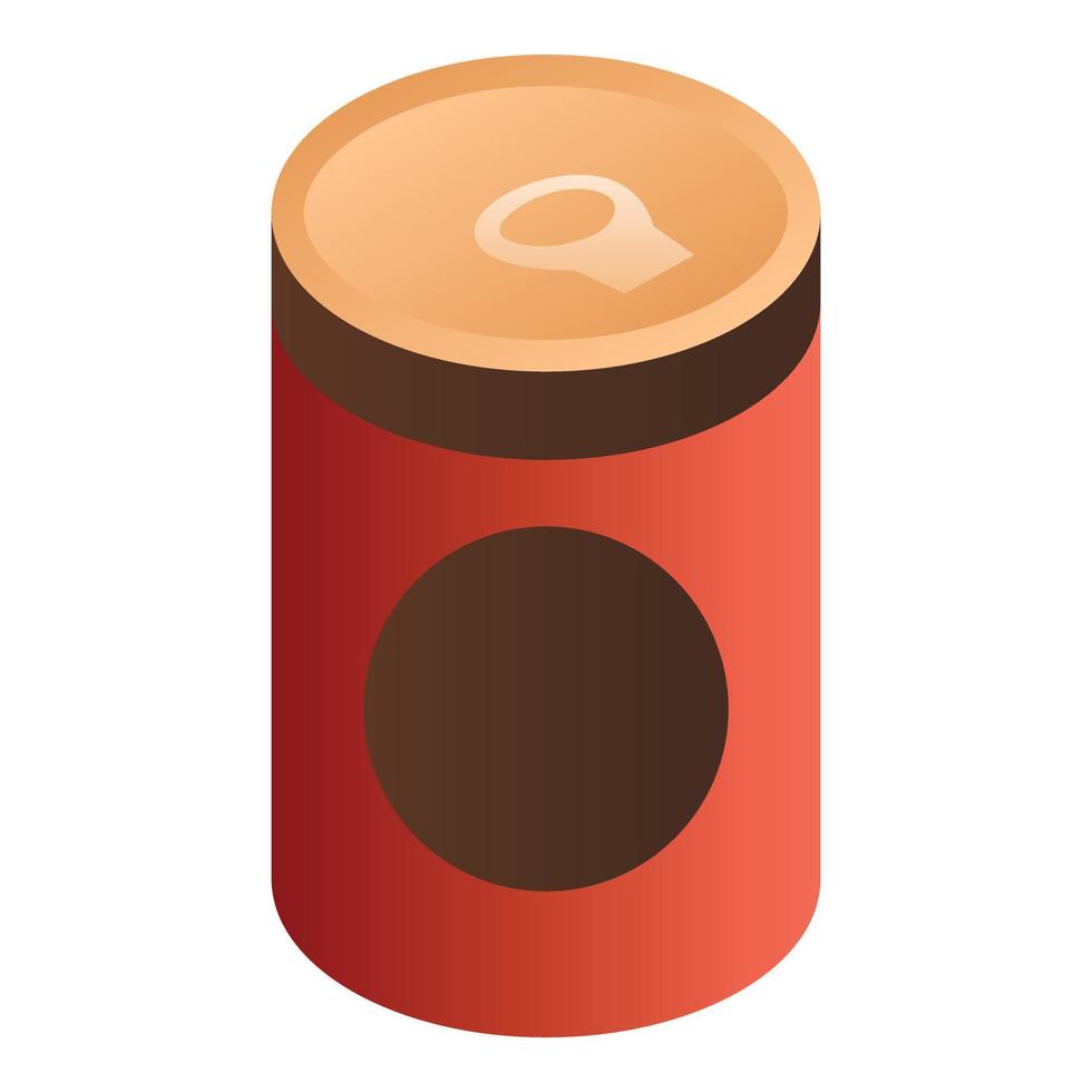 icono de lata de sopa de tomate, estilo isométrico vector