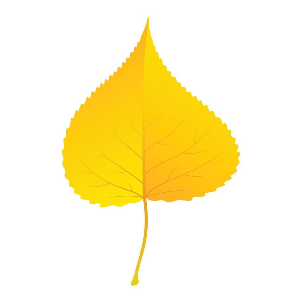 icono de hoja de abedul amarillo, estilo plano vector