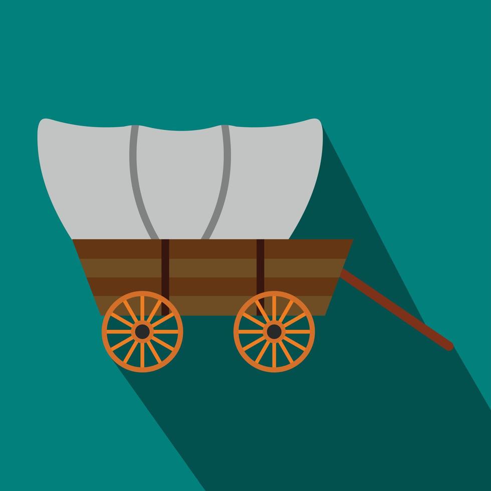 Western covered wagon flat icon vector