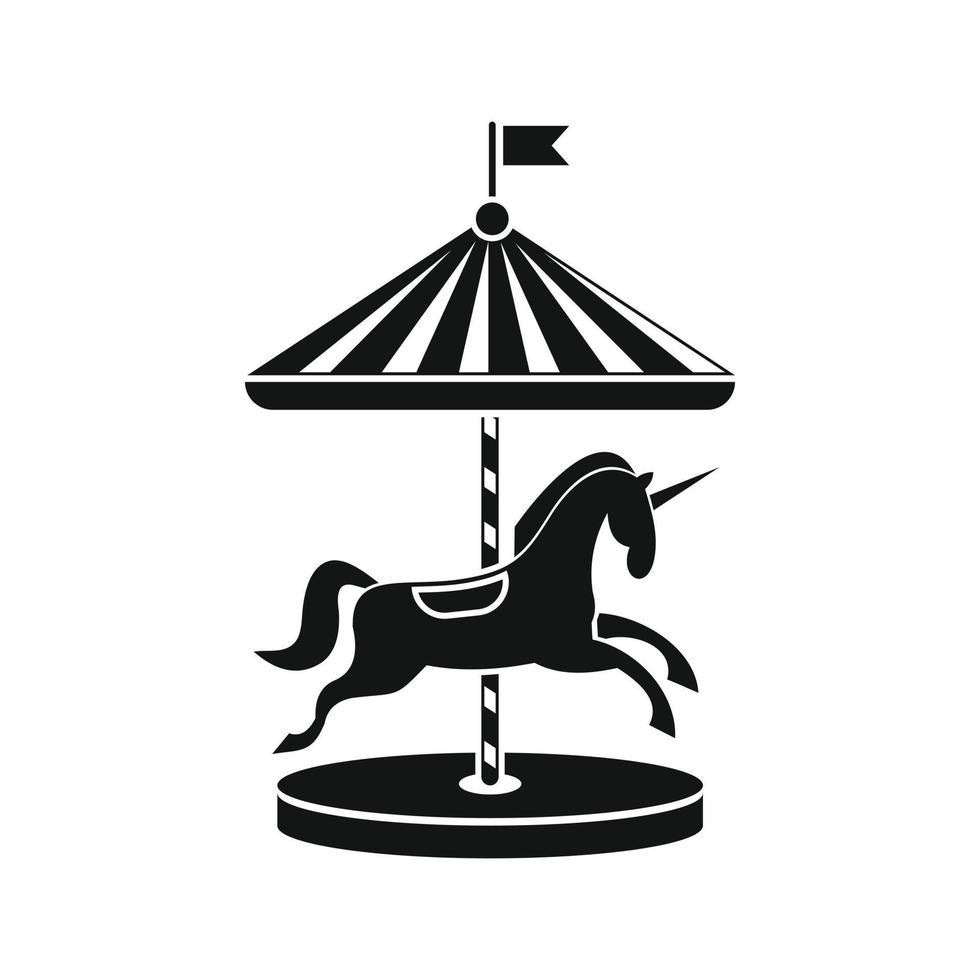 carrusel con icono de caballos vector