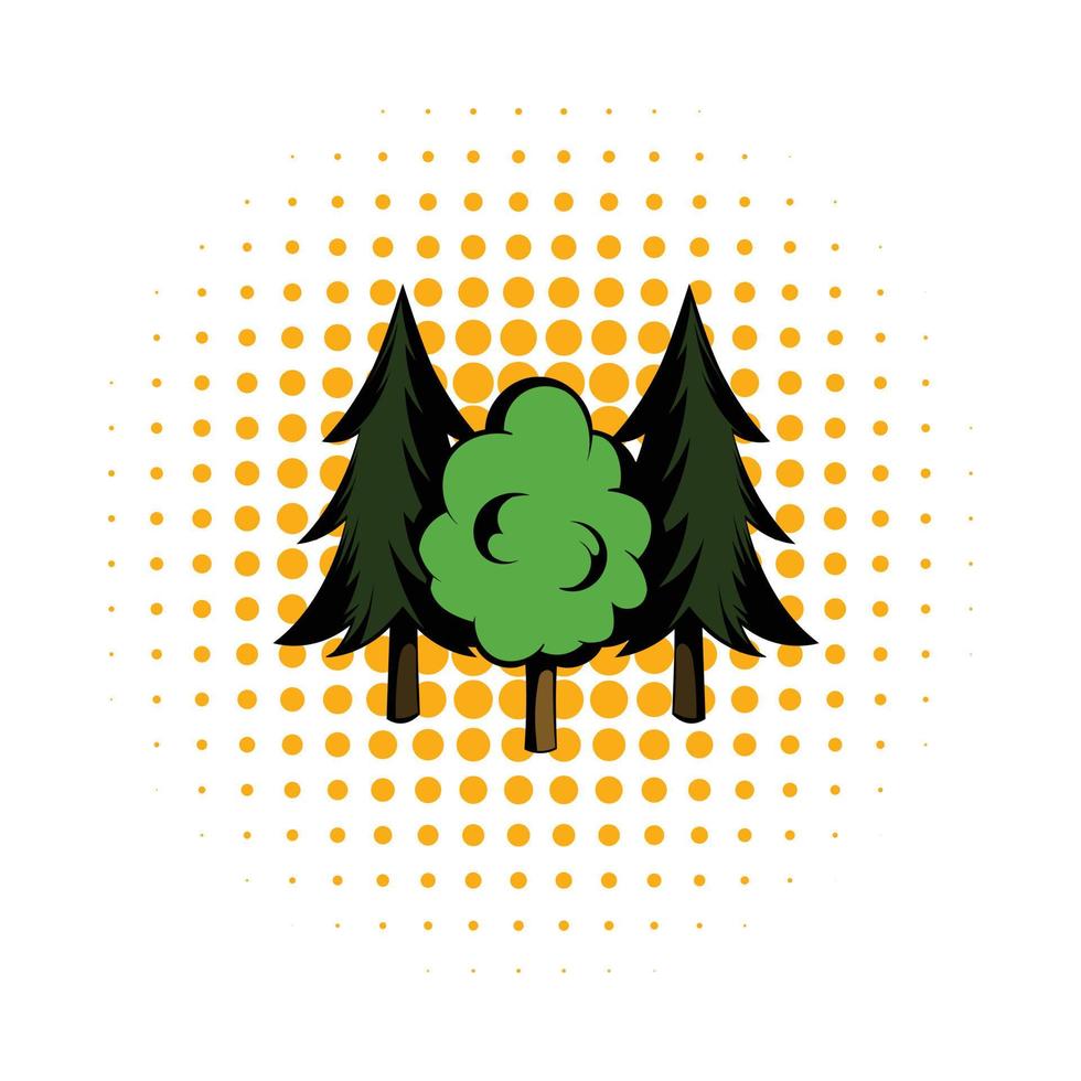 Three tree comics icon vector