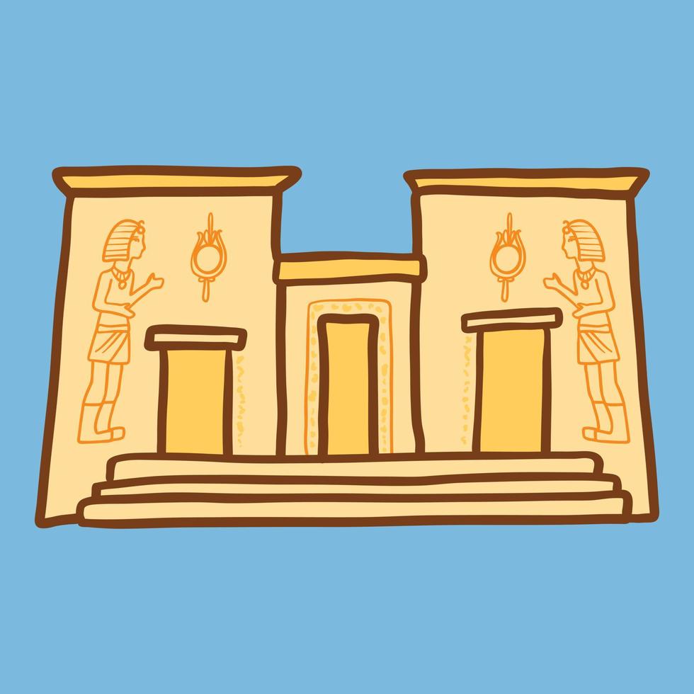 Egypt temple icon, hand drawn style vector