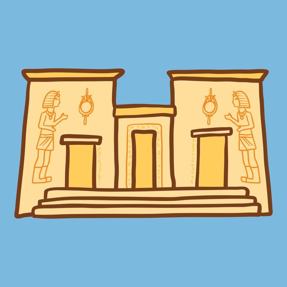 icono del templo de egipto, estilo dibujado a mano vector