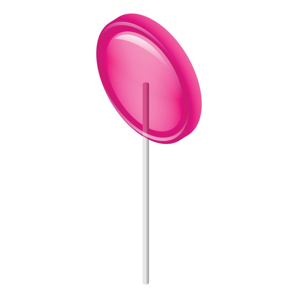 Pink lollipop icon, isometric style vector