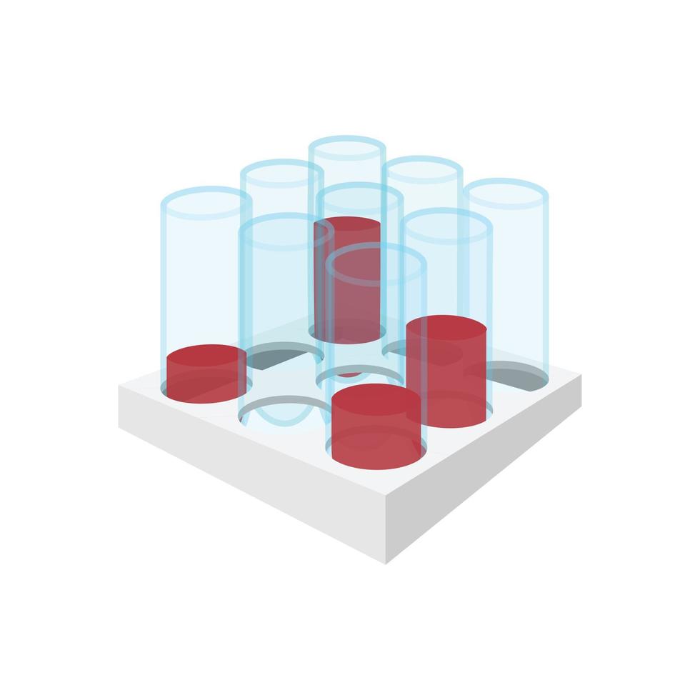 Medical test tubes with blood in holder icon vector