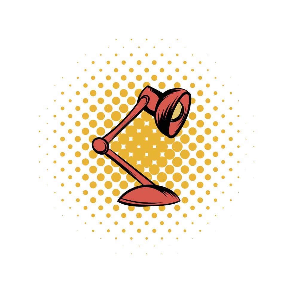 Red table lamp comics icon vector