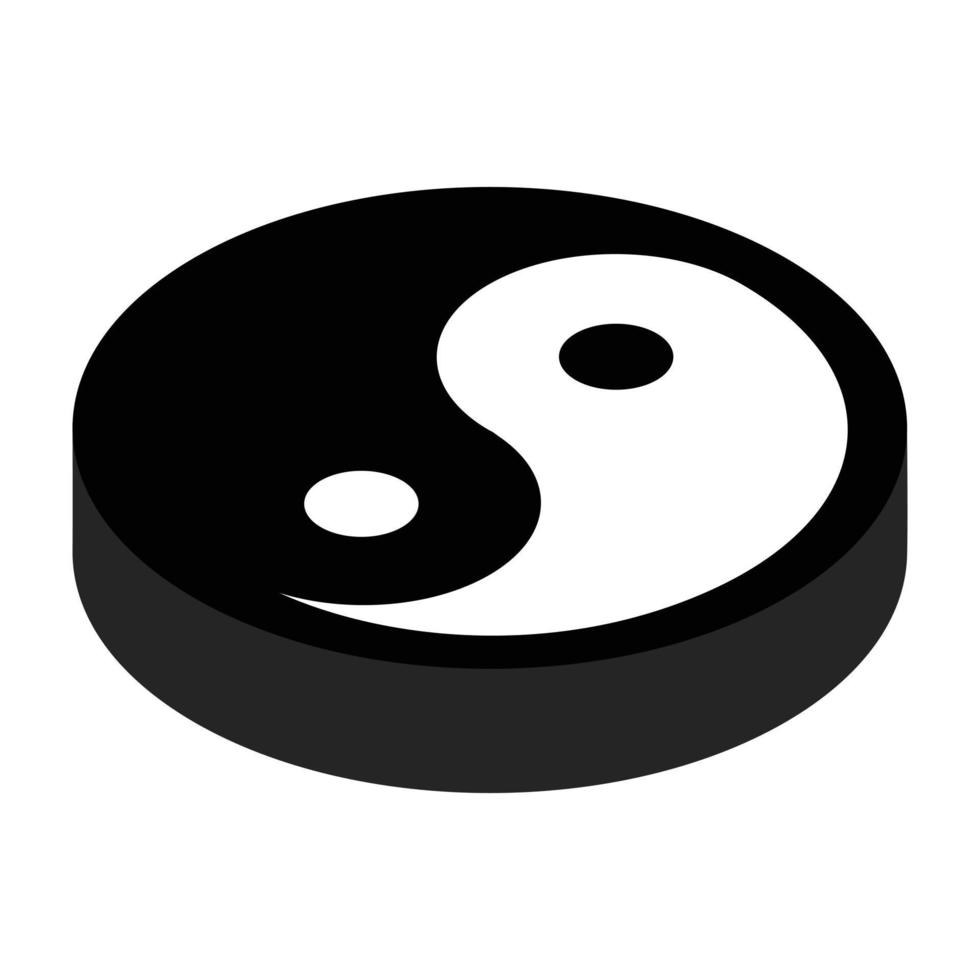 yin yang icono isométrico 3d vector