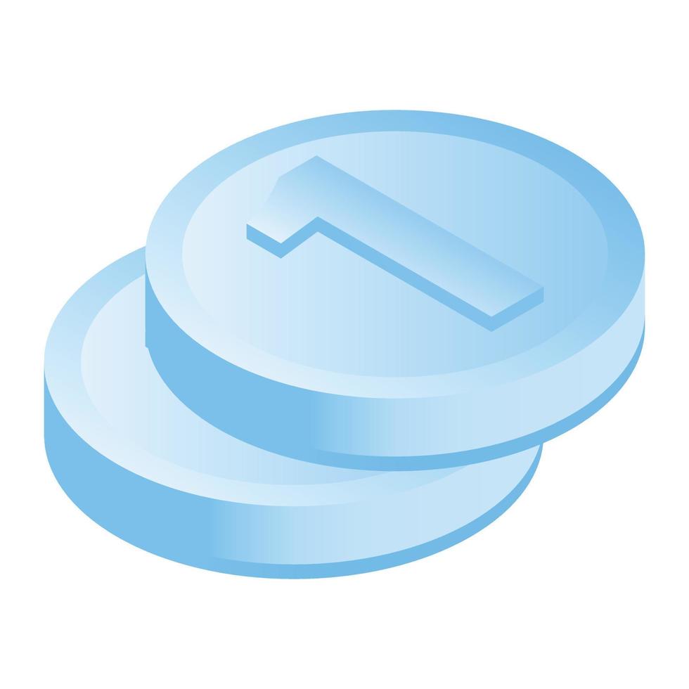 Money coin icon, isometric style vector