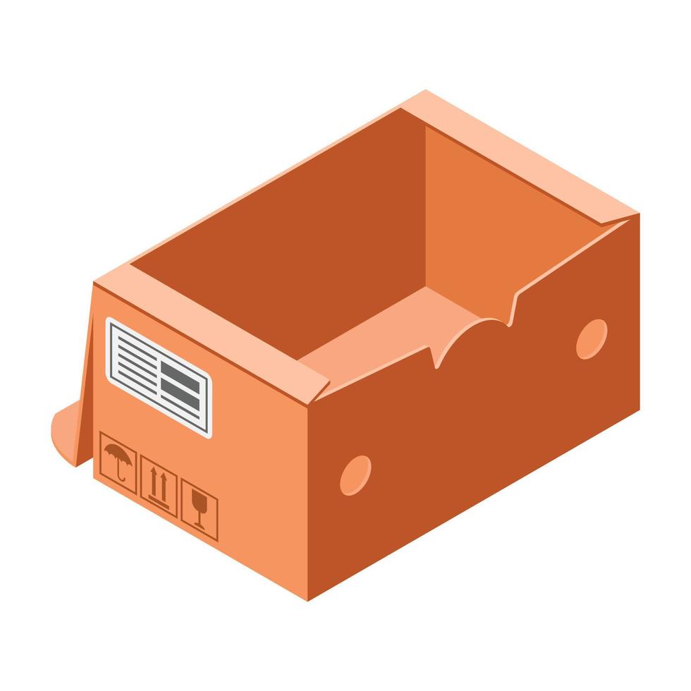Handly carton box icon, isometric style vector