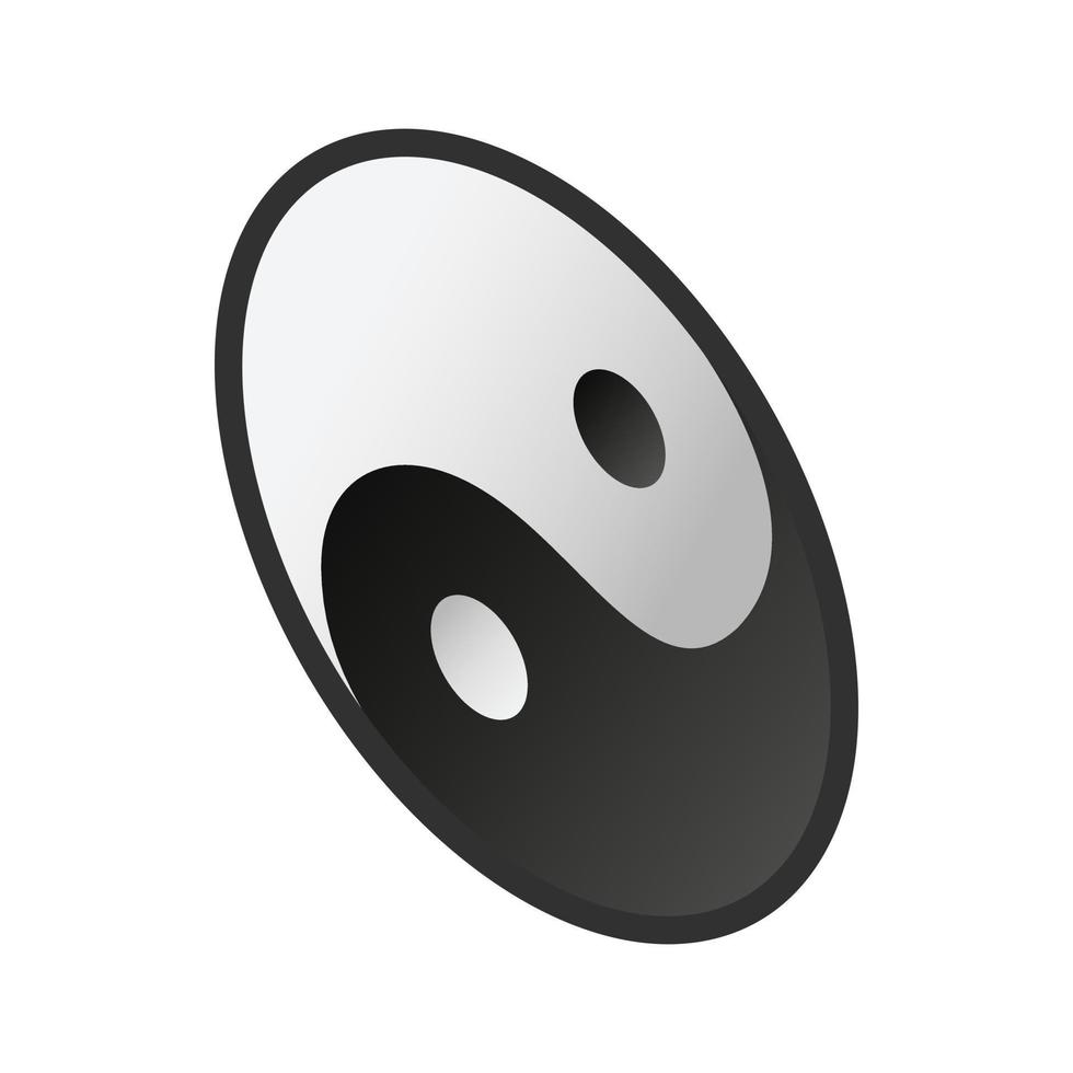 icono de ying yang, estilo 3d isométrico vector