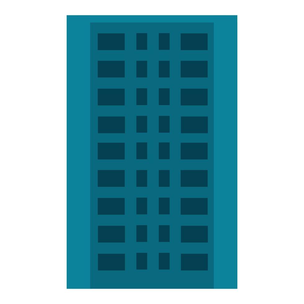 City apartment building icon, flat style vector