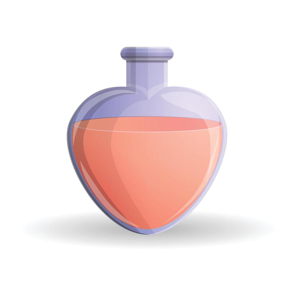 Red heart flask icon, cartoon style vector