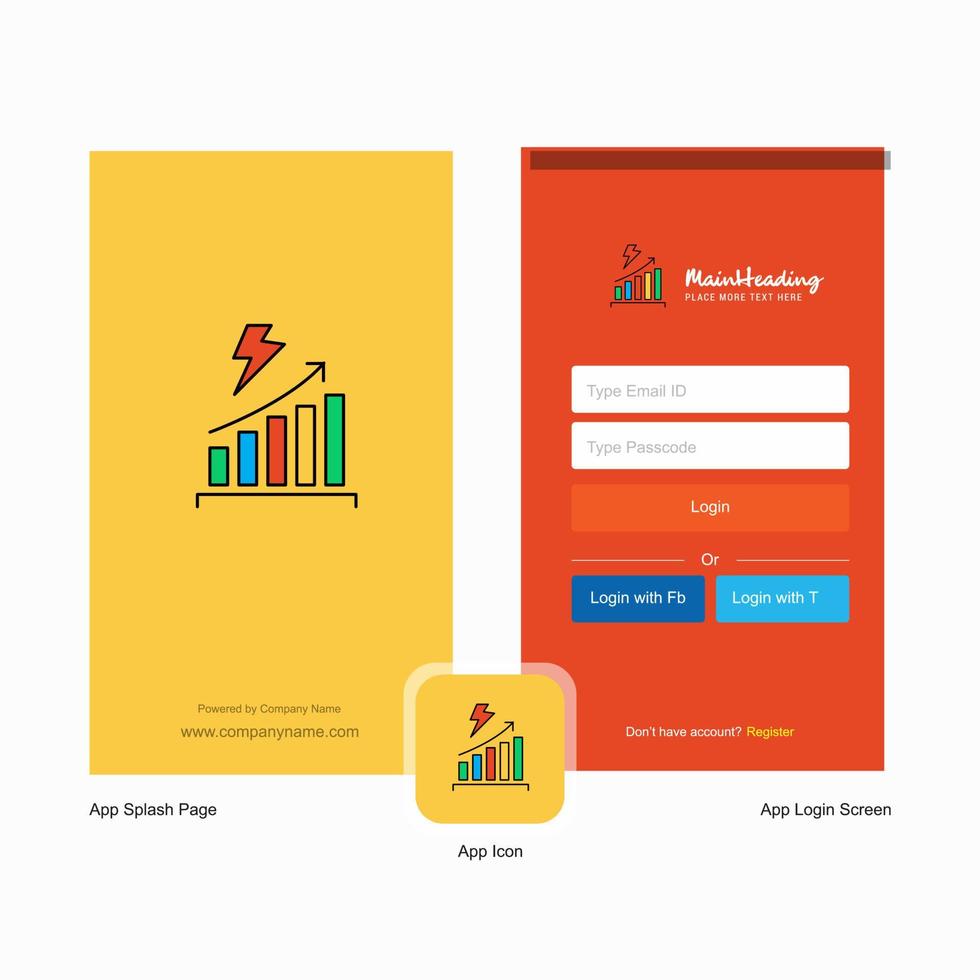 Company Graph rising Splash Screen and Login Page design with Logo template Mobile Online Business Template vector