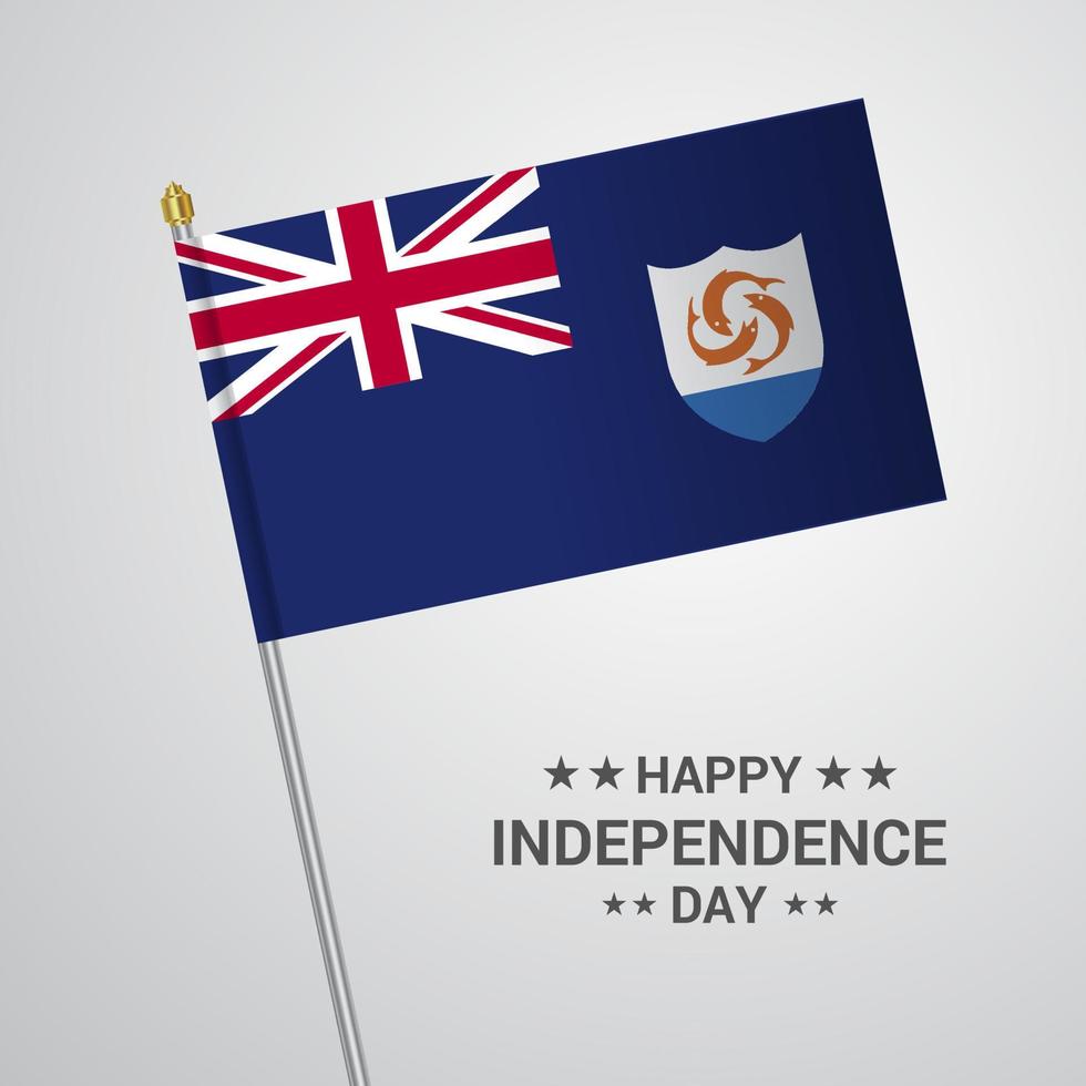 diseño tipográfico del día de la independencia de anguila con vector de bandera