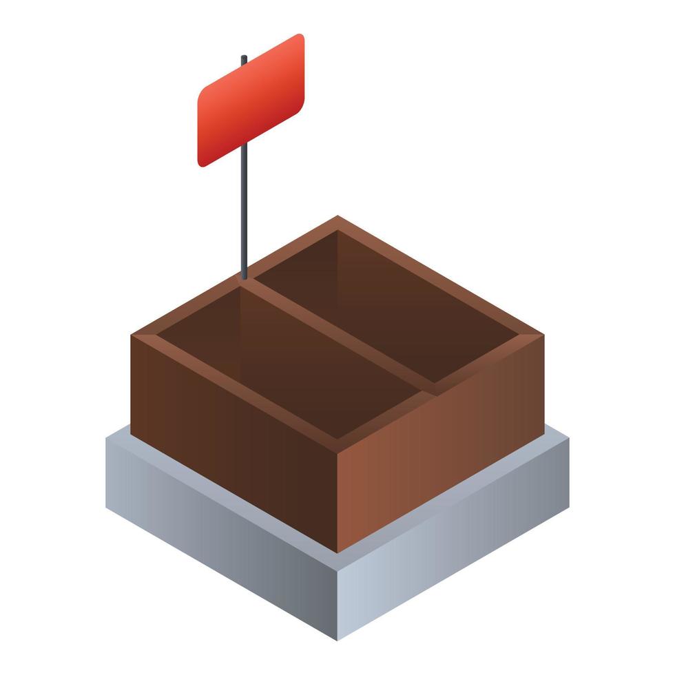 Empty supermarket box icon, isometric style vector