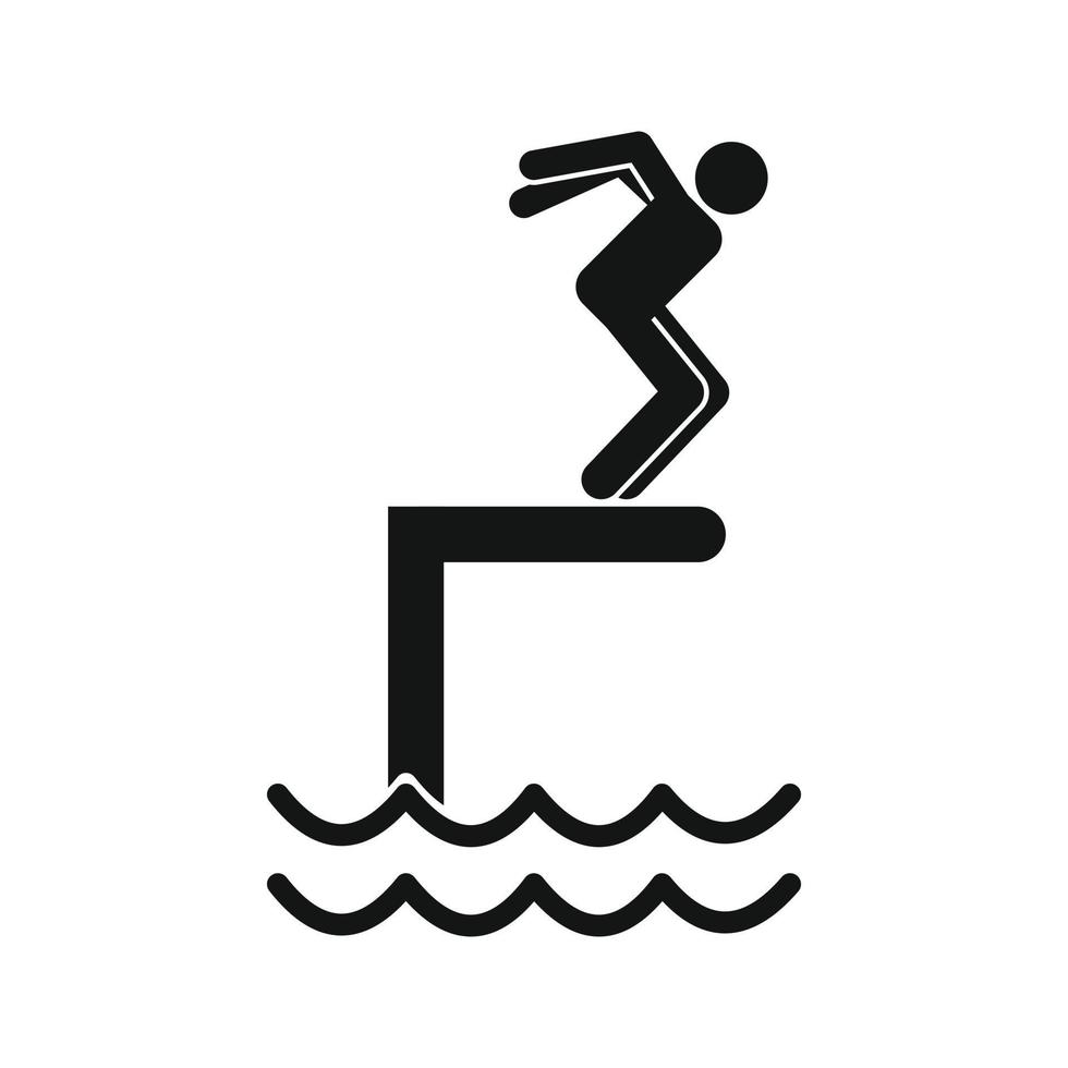 Jumping in a pool icon vector