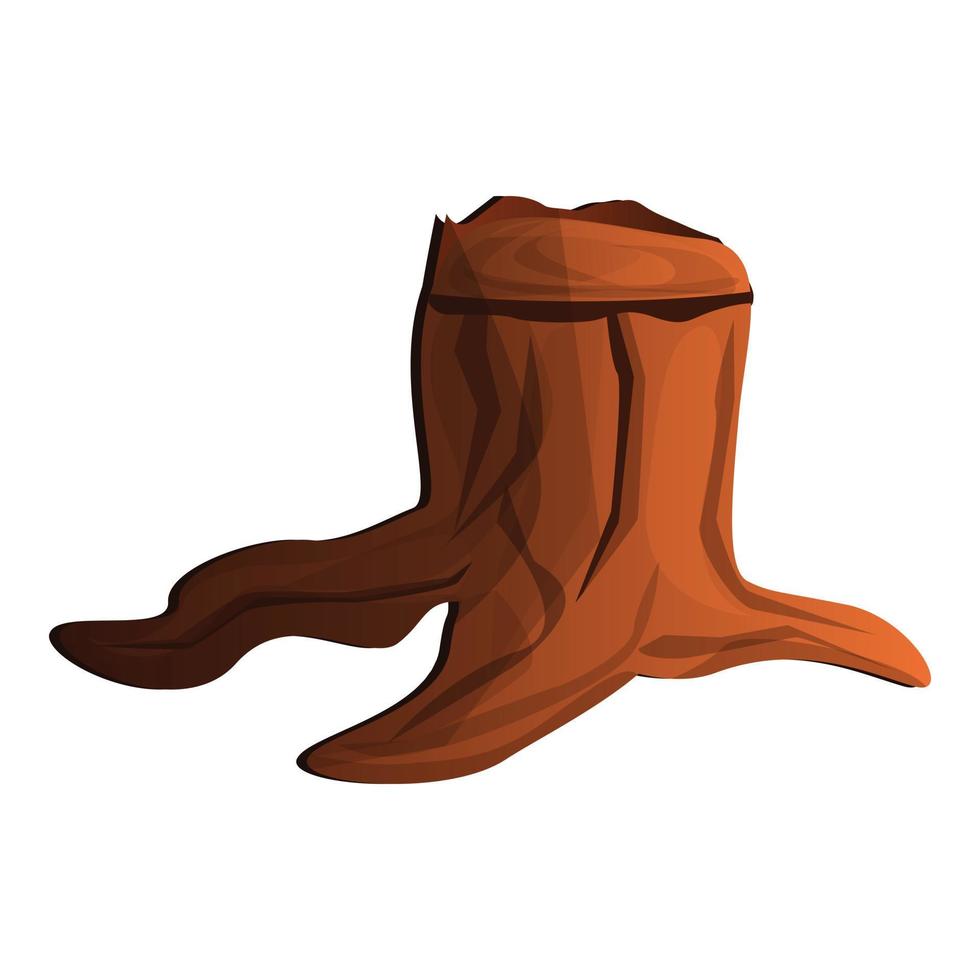 Wild tree stump icon, cartoon style vector