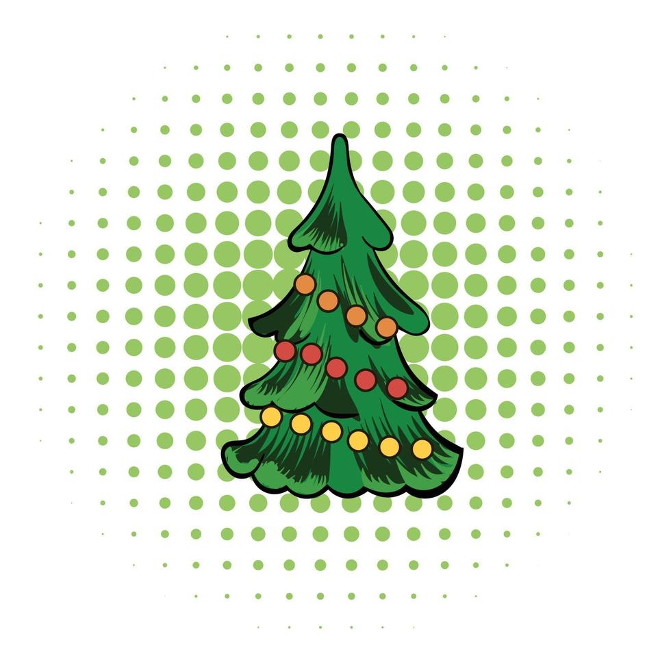 Christmas tree comics icon vector
