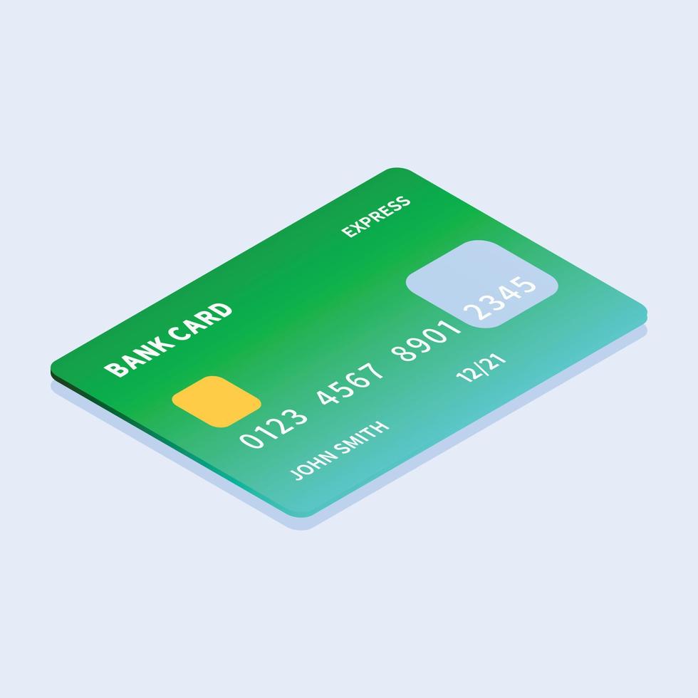 Green credit card icon, isometric style vector