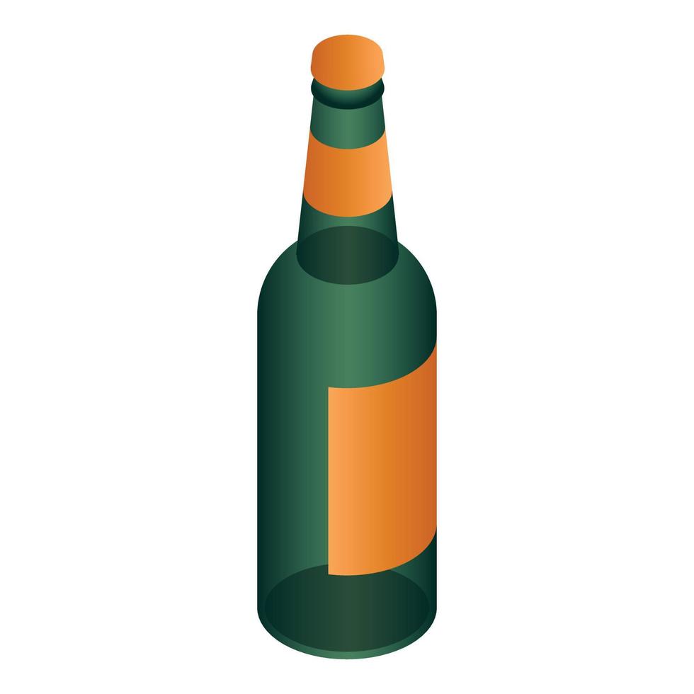 icono de botella de cerveza dorada, estilo isométrico vector