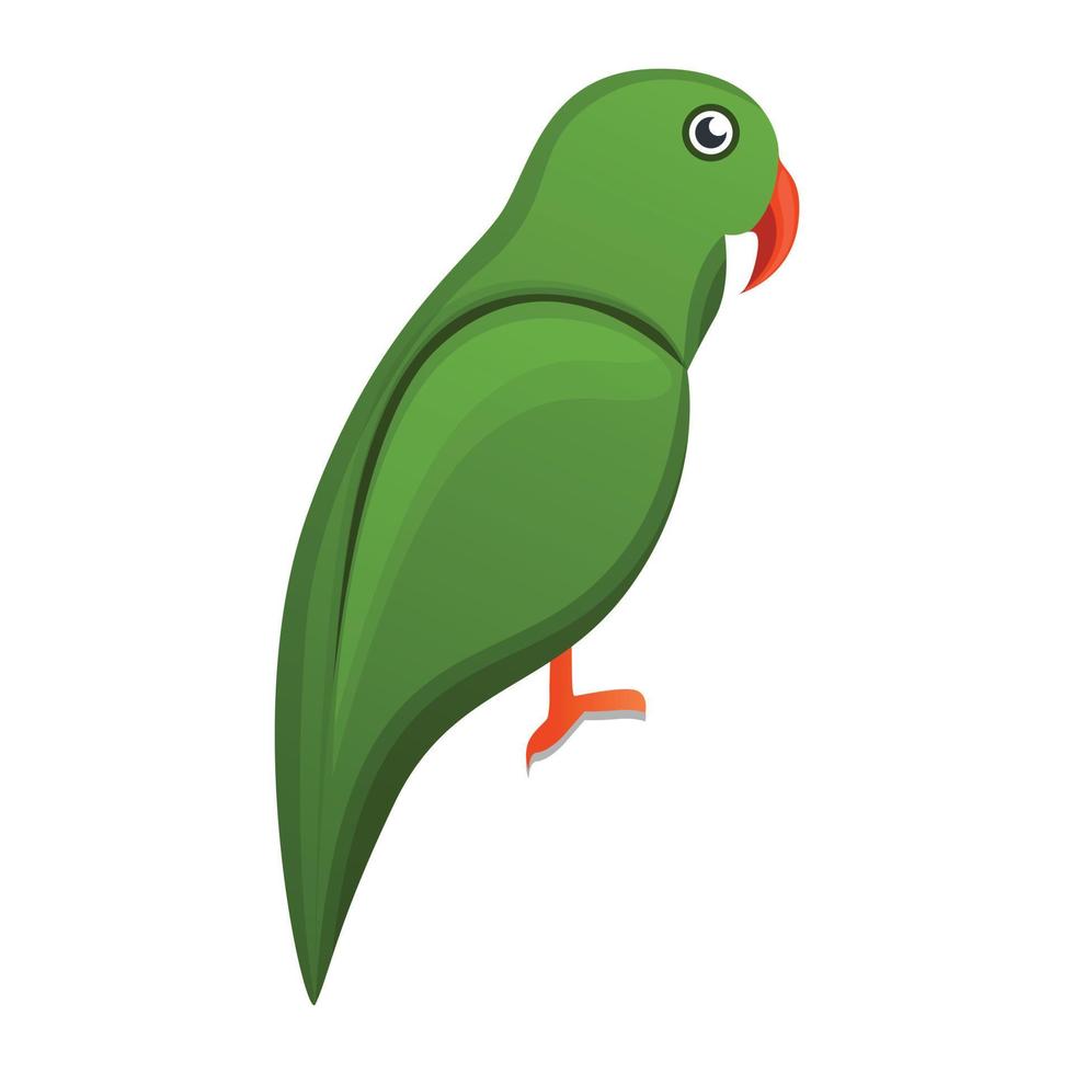 Green parrot icon, cartoon style vector