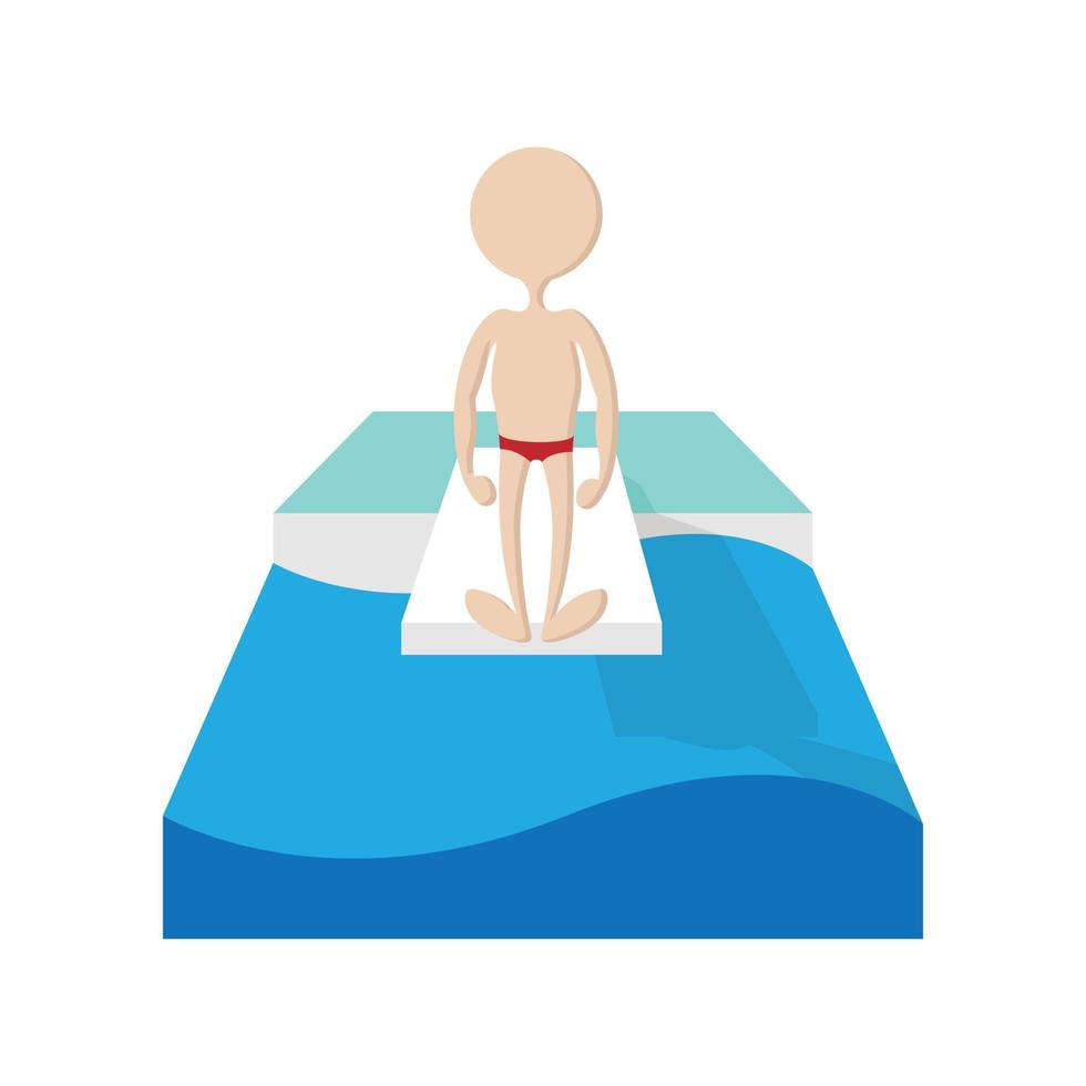 saltando en un icono de dibujos animados de piscina vector