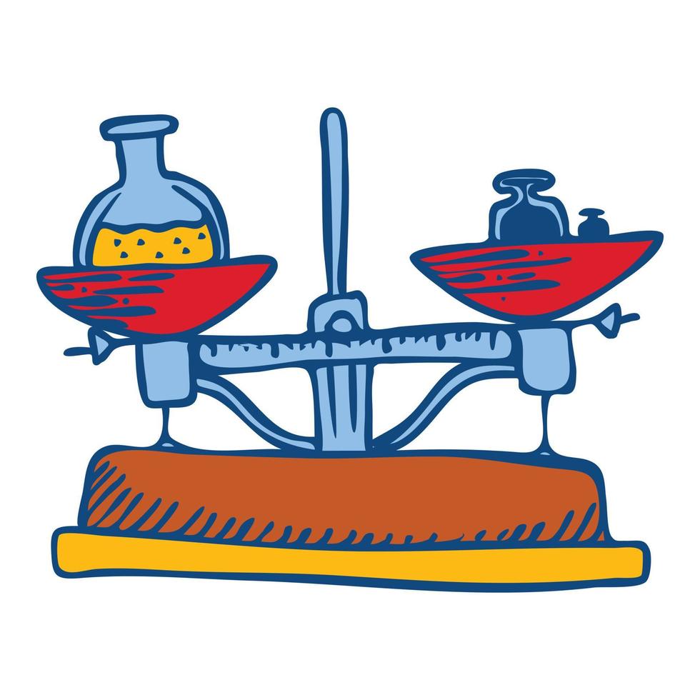 Chemistry balance tool icon, hand drawn style vector