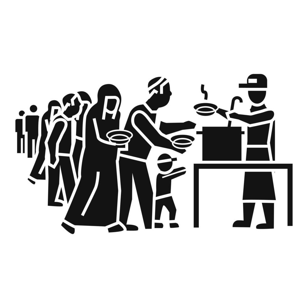 Refugee people take food icon, simple style vector