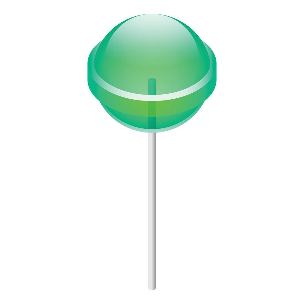 icono de piruleta verde, estilo isométrico vector